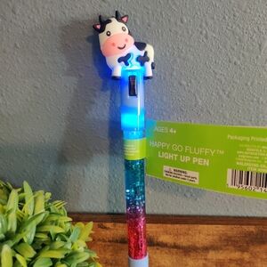 Happy Go Fluffy Light Up Pen with Cow Topper Color Changing NWT Farm Barn Animal